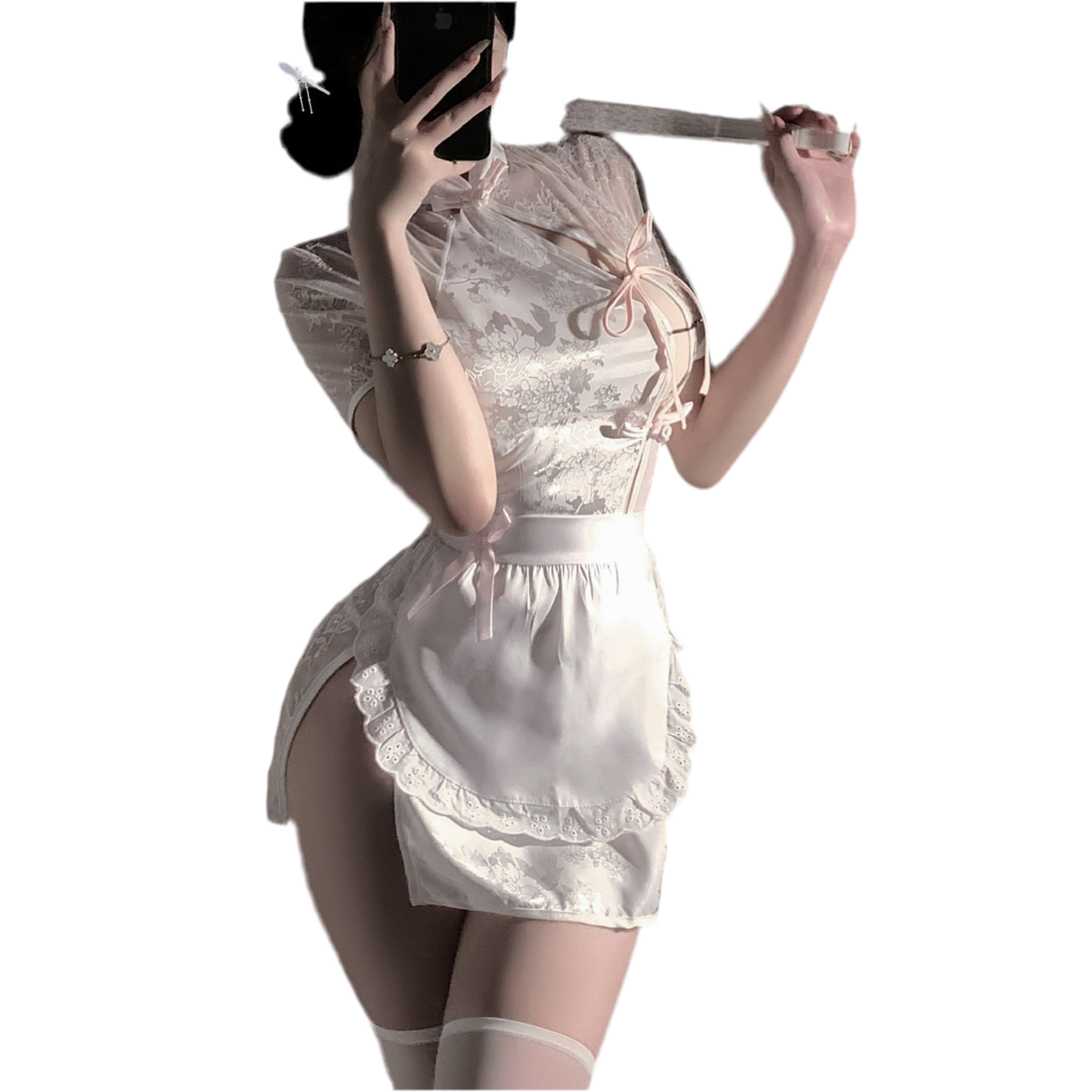 Cheongsam blanc en dentelle