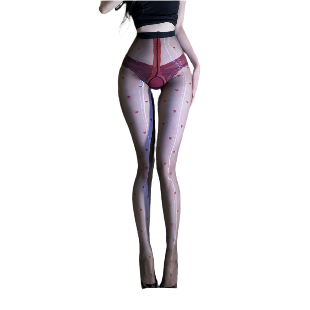 Collants Aurora Love en soie noire brillante